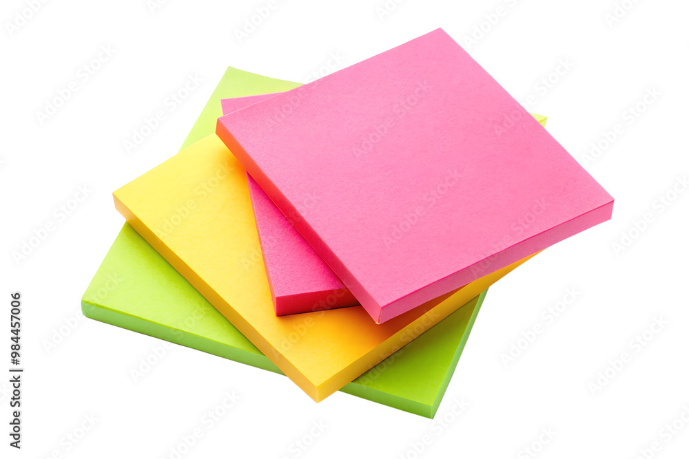 Close-up of colorful sticky notes isolated on transparent background Close-up of colorful sticky notes isolated on transparent background