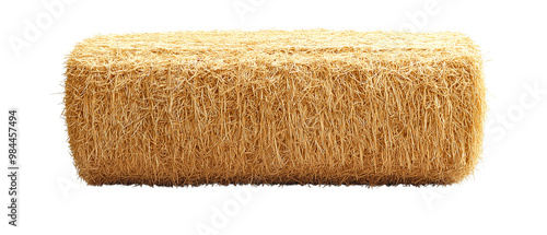Hay Bale Stack Isolated on White Background	