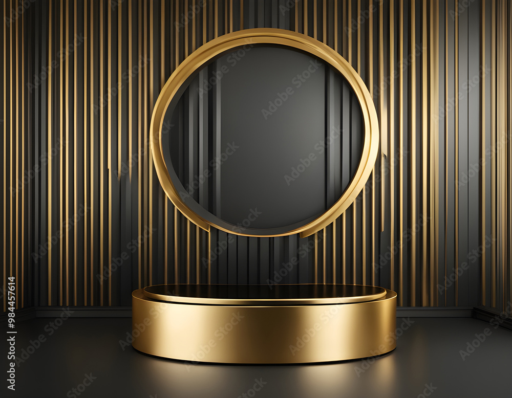 Black and Gold Luxury Product Display Platform background Black and Gold Luxury Product Display Platform background