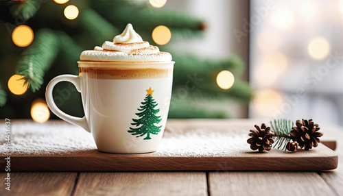 Wallpaper Mural Cute christmas mug with hot drink and copy space Torontodigital.ca