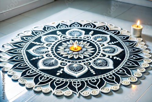 Colorful Rangoli Design with Floral Motifs