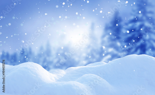 Wallpaper Mural  Beautiful landscape with snowdrifts.Merry Christmas and happy New Year greeting background with copy-space.Winter fairytale. Torontodigital.ca