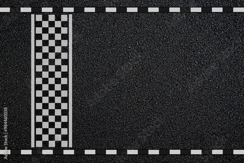 Finish , start line. asphalt road racing texture background. top view photo