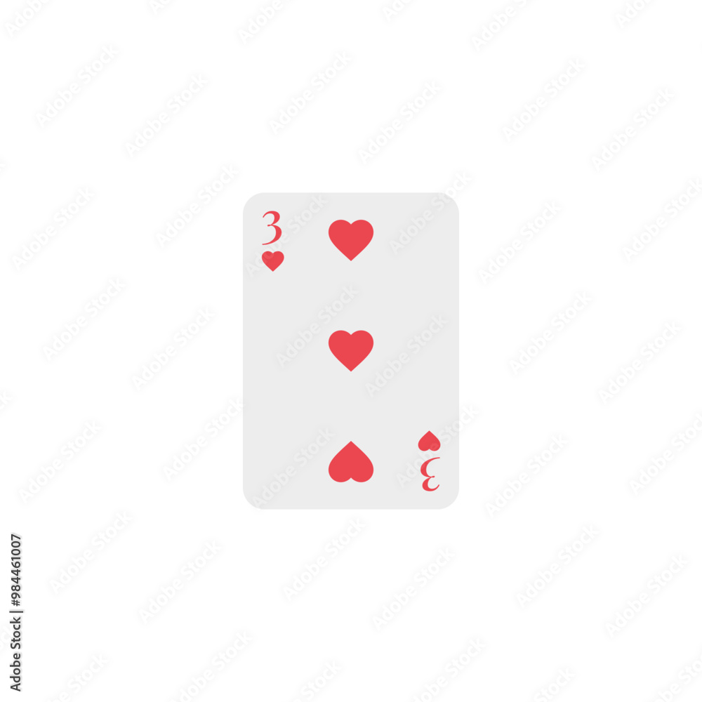 Hearts 3, playing card, vector design Hearts 3, playing card, vector design