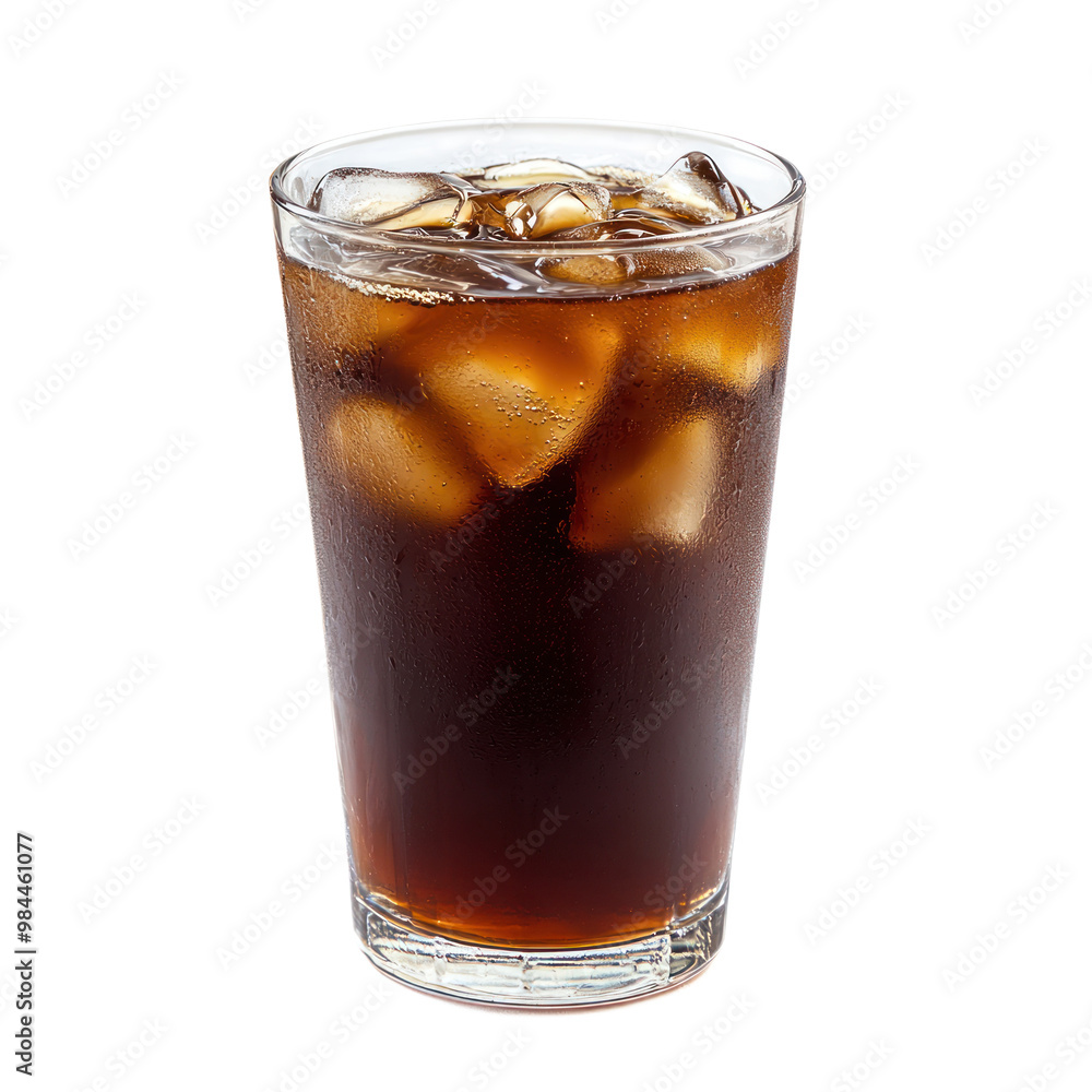Glass of cold brew coffee with a smooth, dark color and a hint of ice. isolated on transparency background Glass of cold brew coffee with a smooth, dark color and a hint of ice. isolated on transparency background