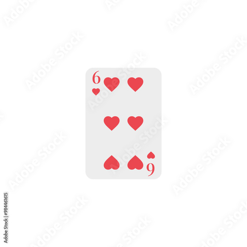 Hearts 6, playing card, vector design
