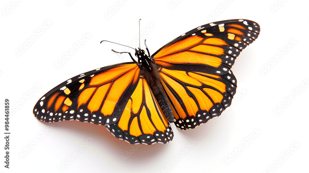 Fototapeta premium A beautiful monarch butterfly isolated on white background ,The Timeless Beauty of Monarch Butterflies On White Background