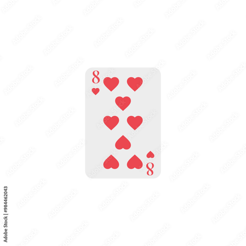 Hearts 8, playing card, vector design
Hearts 8, playing card, vector design