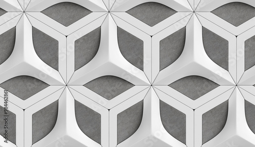 Abstract geometric white pattern on gray background photo