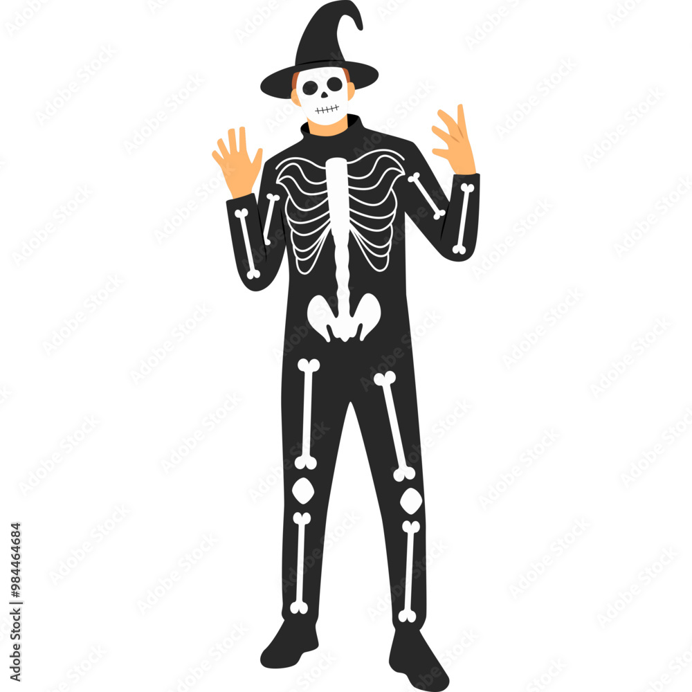 Skeleton Costume For Halloween Vector Illustration Skeleton Costume For Halloween Vector Illustration