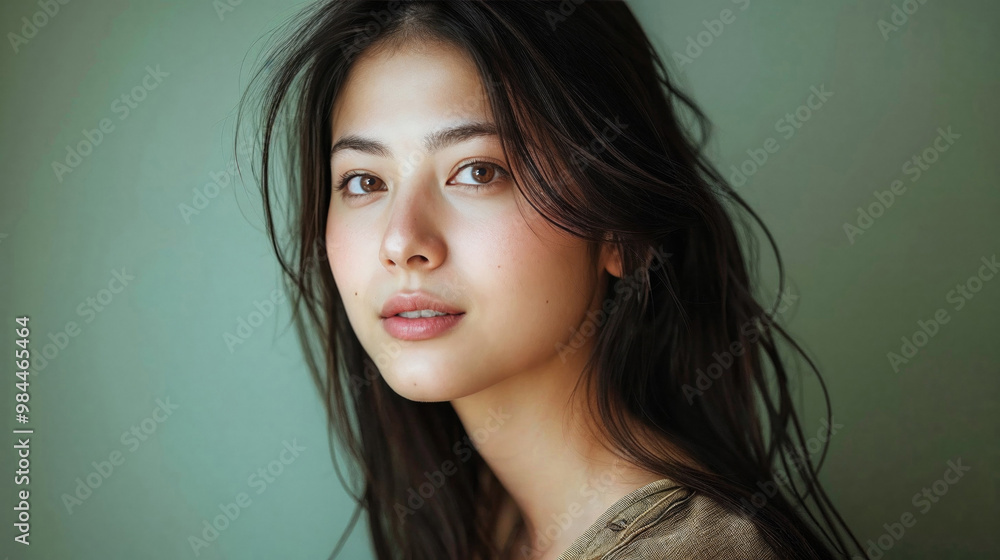 Natural beauty portrait of a serene young woman. Generative AI image Natural beauty portrait of a serene young woman. Generative AI image