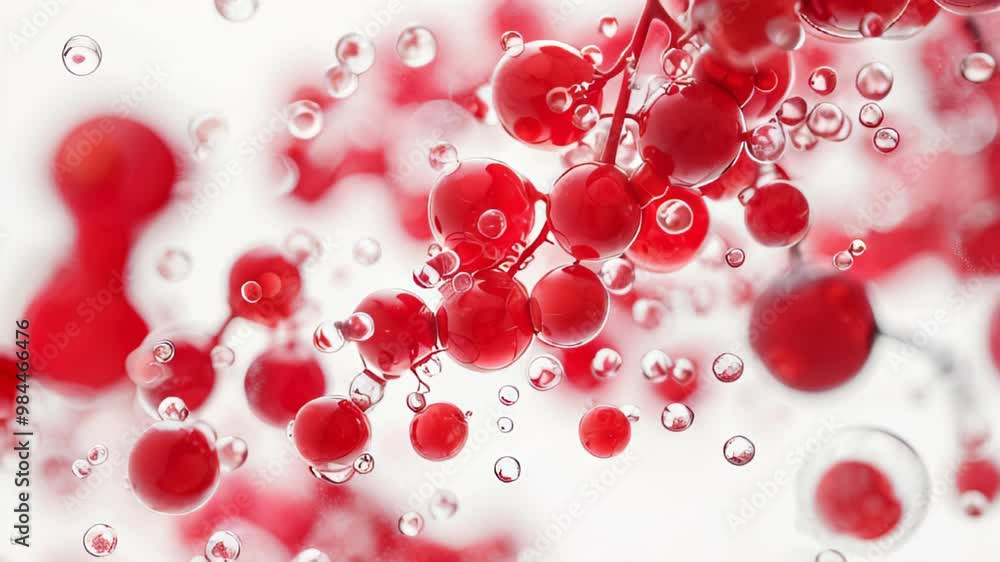 A close up of red berries with water droplets surrounding them A close up of red berries with water droplets surrounding them