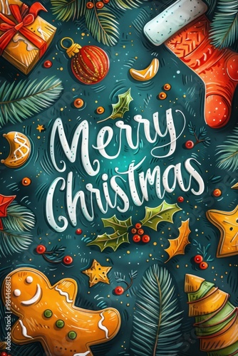 Merry Christmas background with christmas element. Vector illustration	