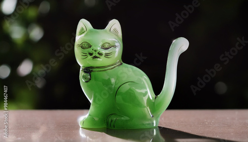 Green jade carved into the shape of a cat