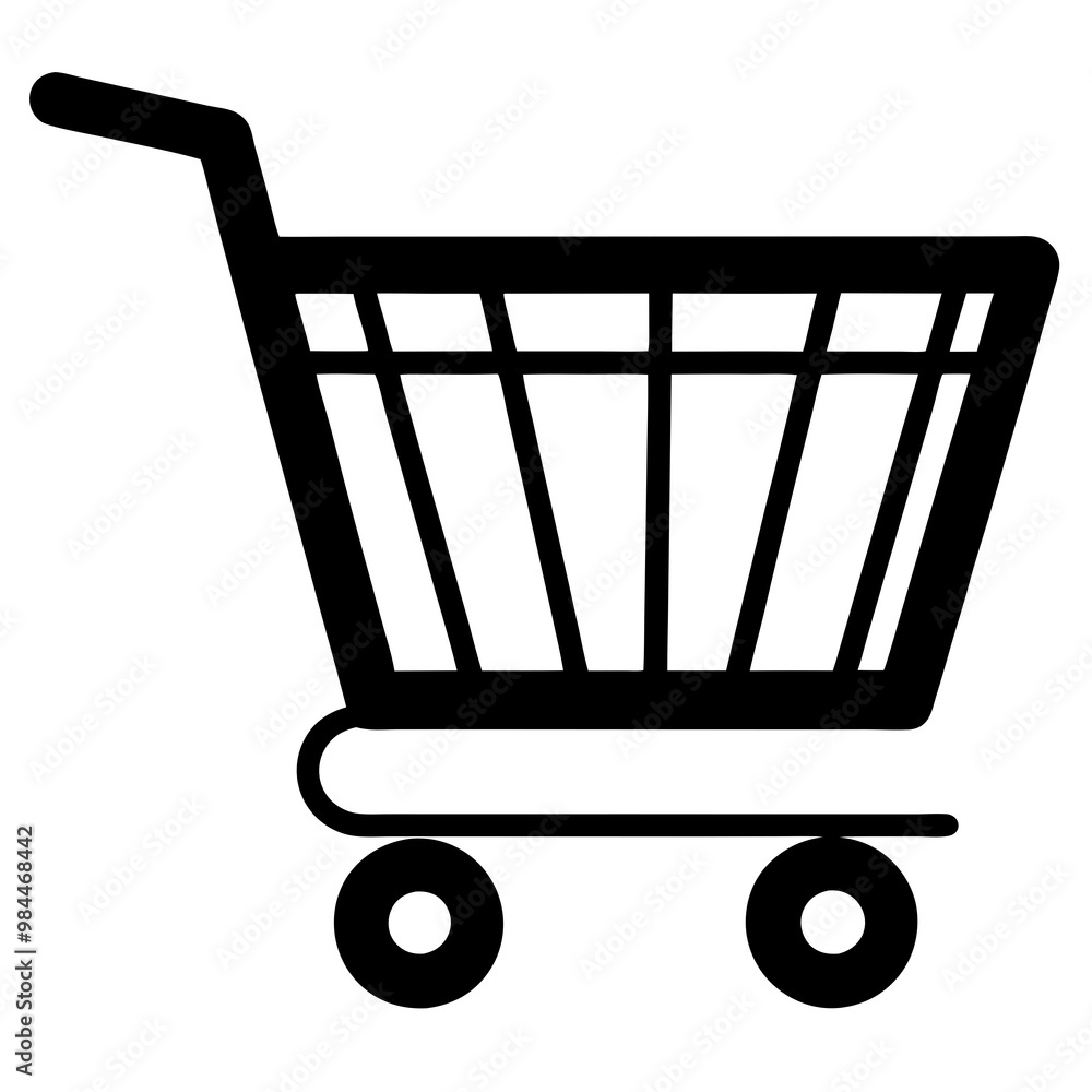 Shopping cart icon symbolizing retail and consumer goods in black design Shopping cart icon symbolizing retail and consumer goods in black design