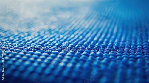 Close-up texture of blue yoga mat with light gradient