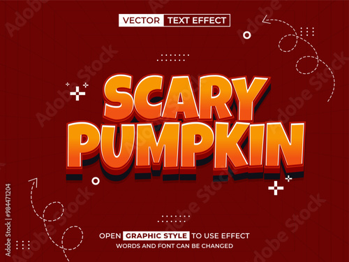 scary pumpkin editable text, font effect, 3d text for title