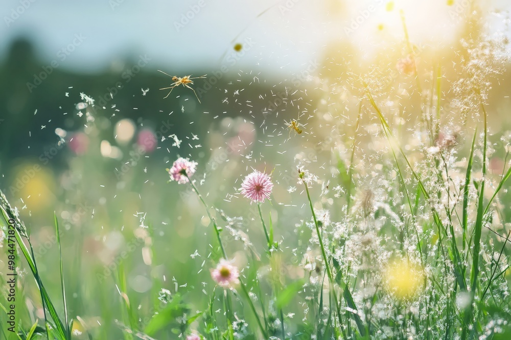 A stunning field of wildflowers, insects, and sunlight creates an idyllic scene that highlights the beauty of nature and the serenity of the outdoors on a sunny day. A stunning field of wildflowers, insects, and sunlight creates an idyllic scene that highlights the beauty of nature and the serenity of the outdoors on a sunny day.