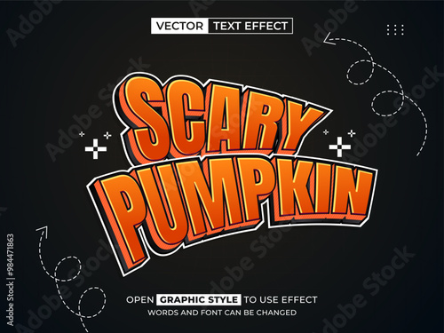 scary pumpkin editable text, font effect, 3d text for title