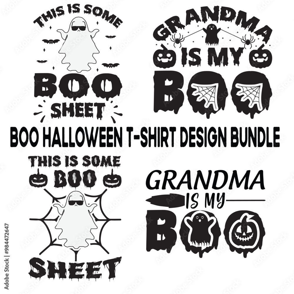 Fototapeta premium Boo Halloween t-shirt design bundle vector, black, black, skittish, horror, scary, sorcerer, holiday