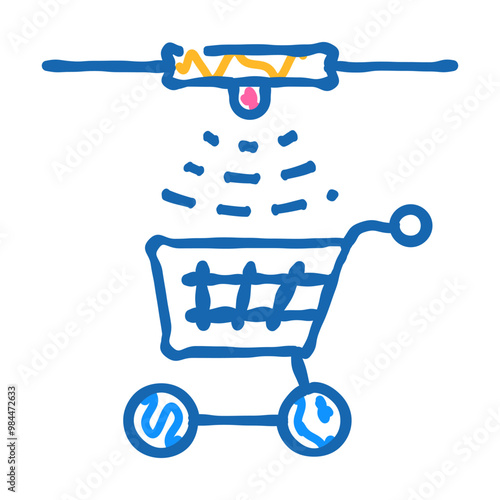 control of movement of carts doodle icon sketch vector. control of movement of carts sign. isolated symbol illustration