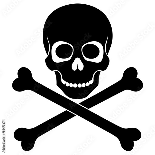 Skull and crossbones icon representing danger and toxicity in black design