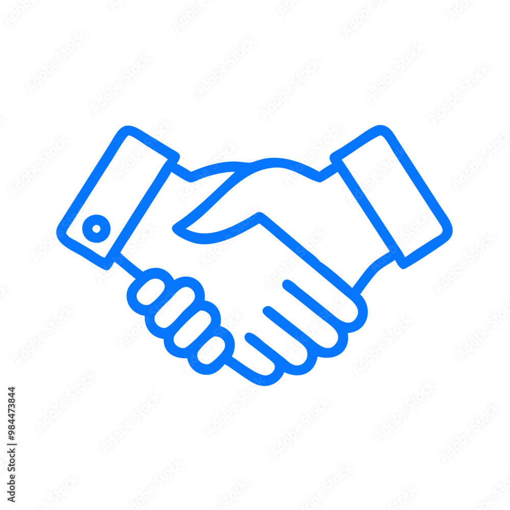 Blue handshake icon symbolizing agreement and partnership, simple vector Blue handshake icon symbolizing agreement and partnership, simple vector