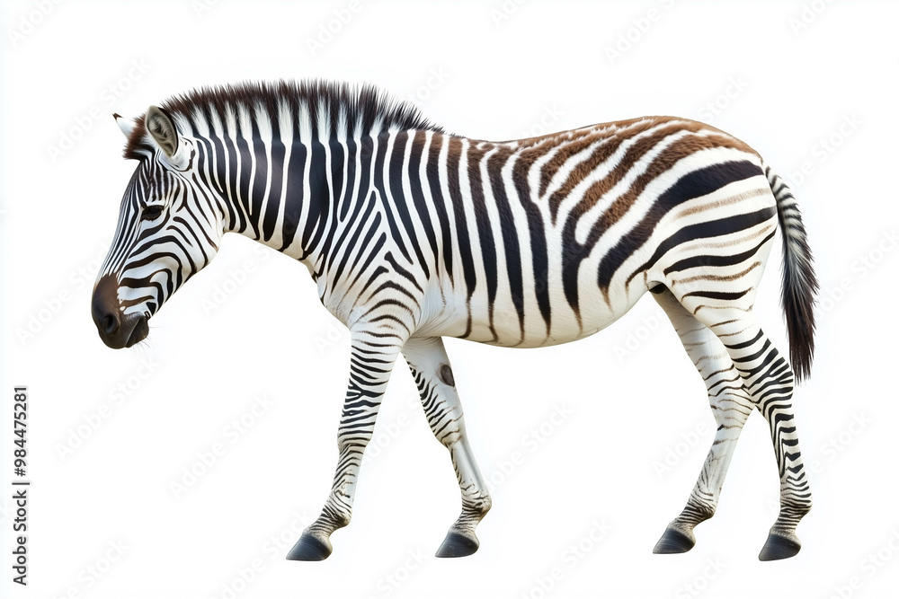 Fototapeta premium Zebra isolated on white background.