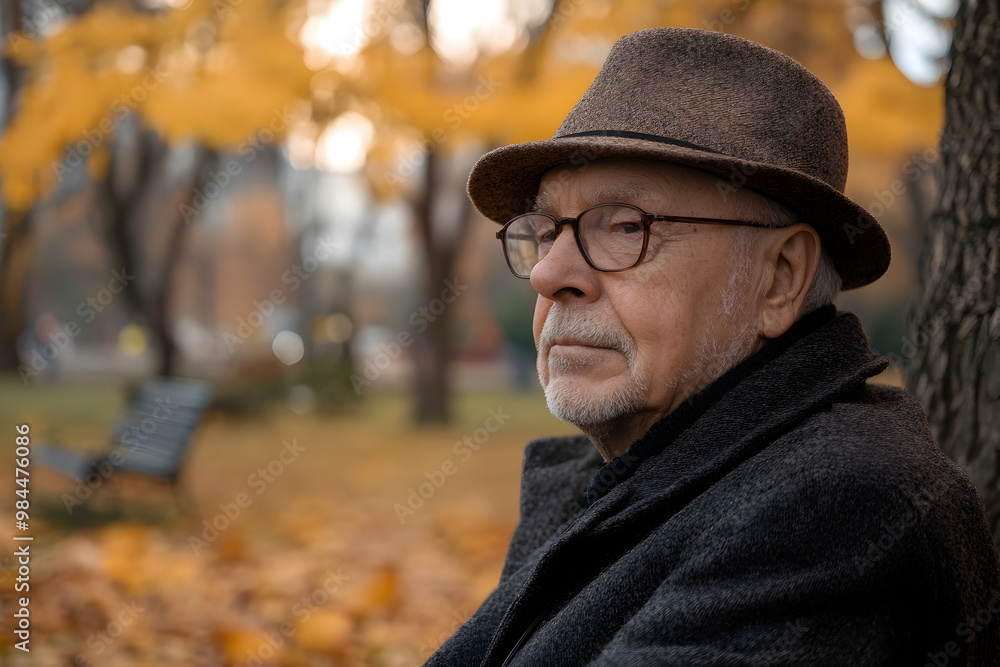 Grandpa enjoying a walk in the park, relaxed clothing Grandpa enjoying a walk in the park, relaxed clothing