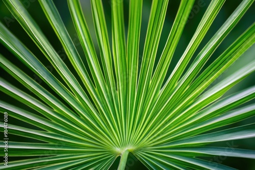 Green palm leaf texture, with symmetrical lines.