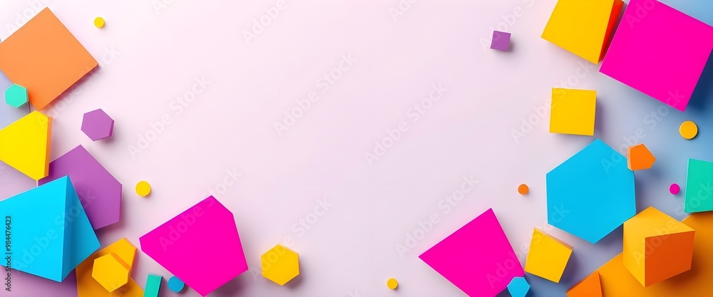 Colourful 3D Banner with Geometric Lines Colourful 3D Banner with Geometric Lines