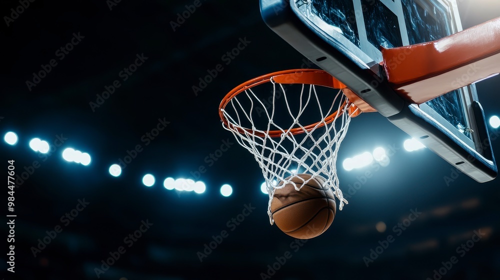 A basketball is about to enter the hoop, showcasing a dynamic sports moment. A basketball is about to enter the hoop, showcasing a dynamic sports moment.