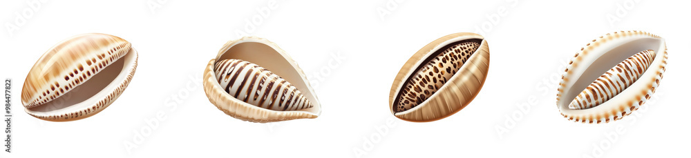 Unique collection of seashells displayed on a light background, on the Transparent background, PNG Format Unique collection of seashells displayed on a light background, on the Transparent background, PNG Format