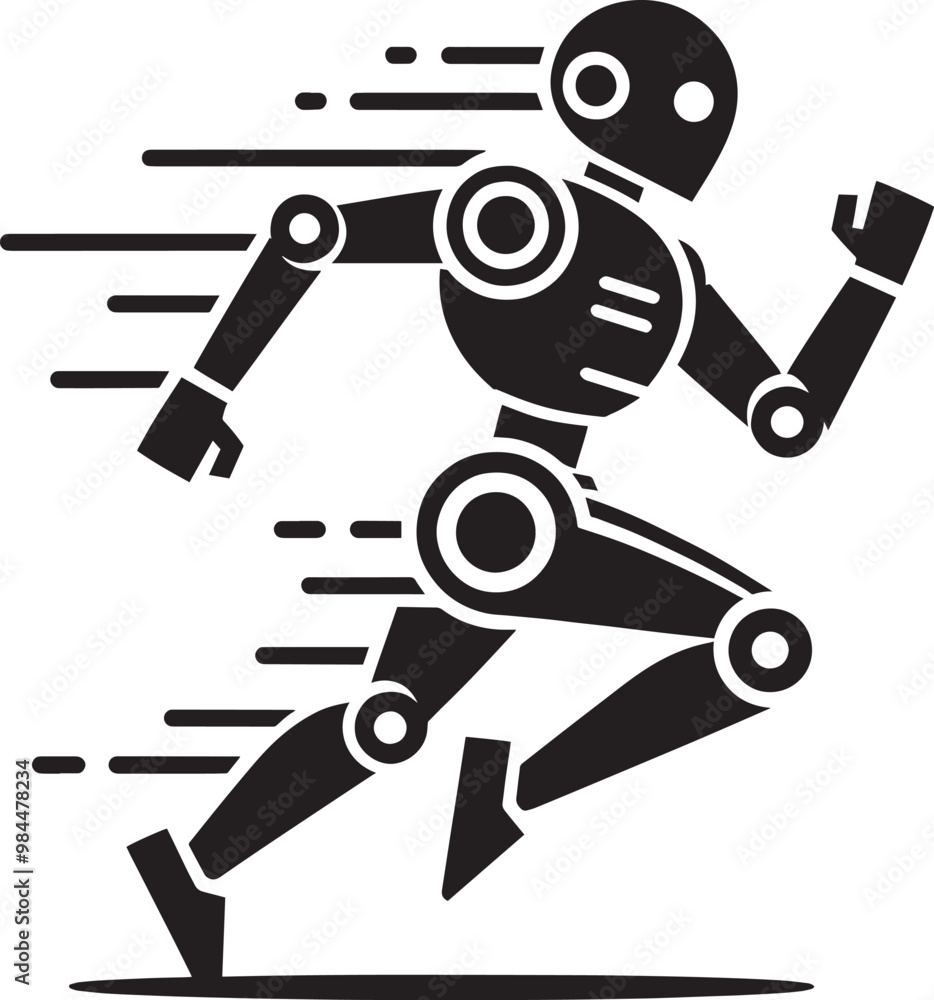 Modern action war robot running silhouette vector illustration isolated on a white background Modern action war robot running silhouette vector illustration isolated on a white background