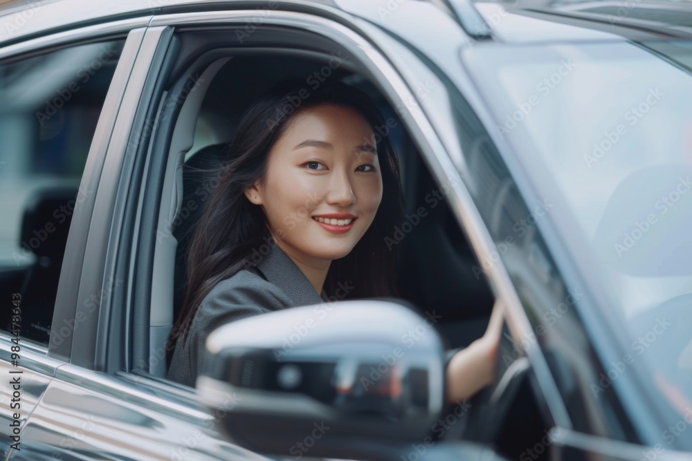 A beautiful girl driving a car, radiating confidence and style, against the background of a city street or a picturesque landscape A beautiful girl driving a car, radiating confidence and style, against the background of a city street or a picturesque landscape