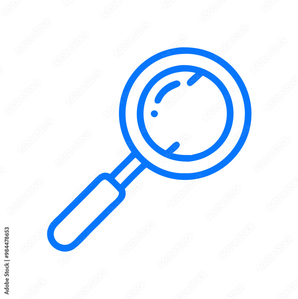 Blue magnifying glass icon for search and exploration, simple vector Blue magnifying glass icon for search and exploration, simple vector