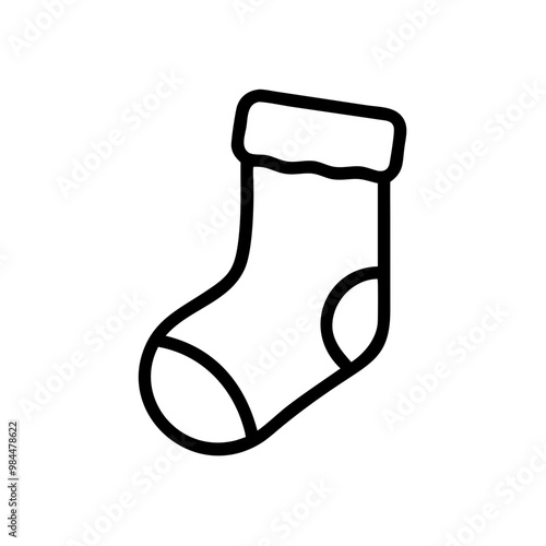 Black and white sock icon in simple line art