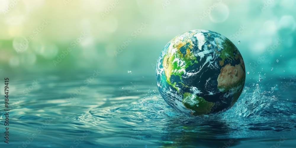 A vibrant depiction of Earth floating in water, symbolizing nature, sustainability, and environmental awareness. A vibrant depiction of Earth floating in water, symbolizing nature, sustainability, and environmental awareness.