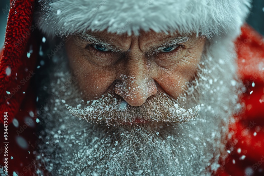 Portrait of Santa Claus with white beard in red cap Portrait of Santa Claus with white beard in red cap