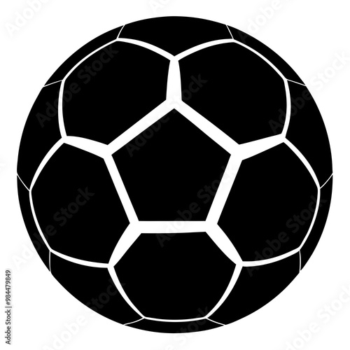 Black and white soccer ball icon representing sports and teamwork in graphic design