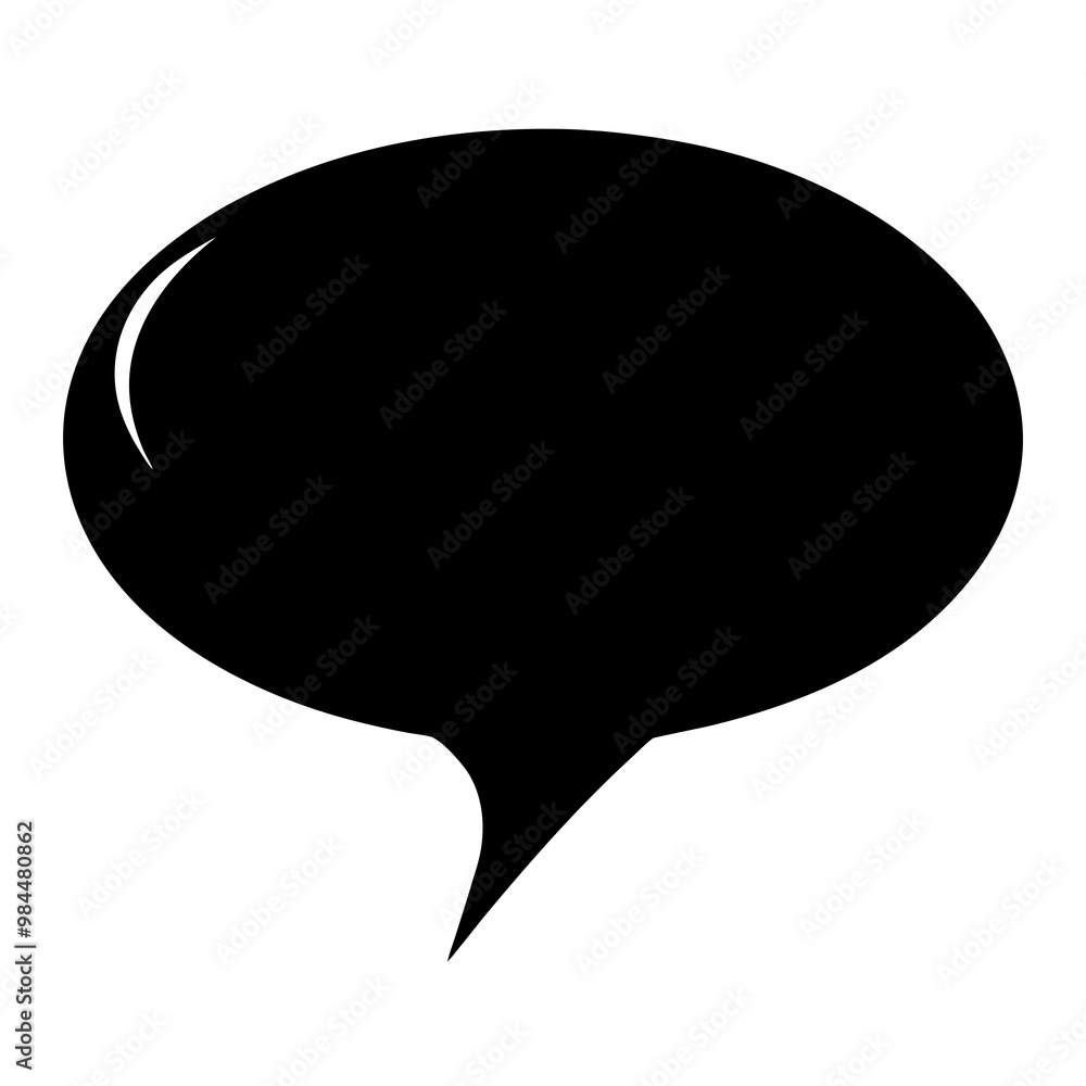 Stylized black speech bubble icon representing communication and dialogue in graphic design Stylized black speech bubble icon representing communication and dialogue in graphic design