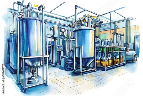 Industrial Production Facility with Water Treatment System.