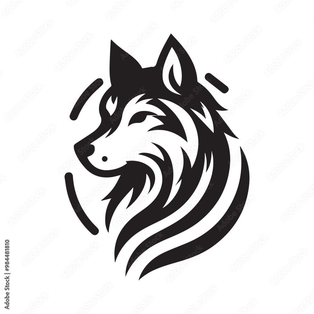 Fototapeta premium Minimalist wolf logo with white background