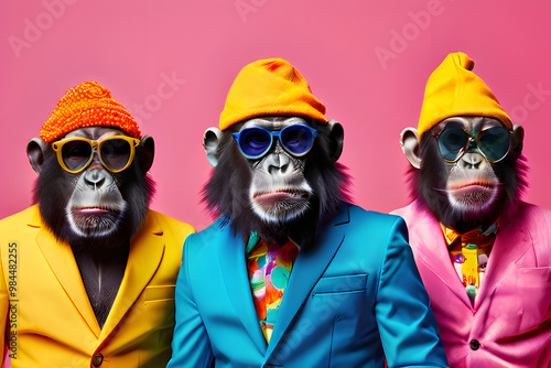 group of monkey in carnival masks