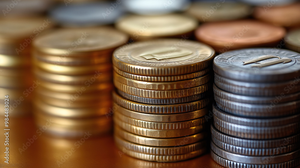 Closeup of Stacks of Coins Finance Money Currency Financial Economy Wealth Investment Closeup of Stacks of Coins Finance Money Currency Financial Economy Wealth Investment