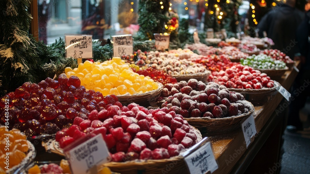 Various candies in the market during Christmas in Barcelona
Various candies in the market during Christmas in Barcelona