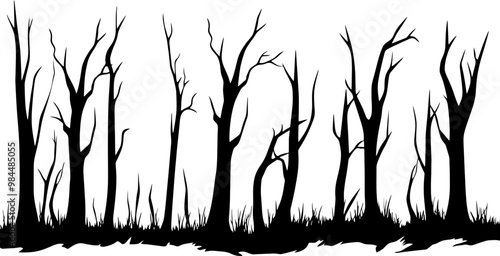 Forest destruction silhouette