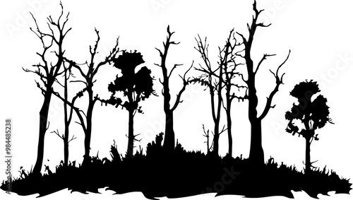 Forest destruction silhouette