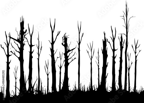 Forest destruction silhouette