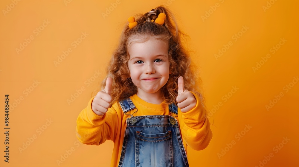 Adorable Little Girl Giving Thumbs Up with a Cheerful Smile Adorable Little Girl Giving Thumbs Up with a Cheerful Smile